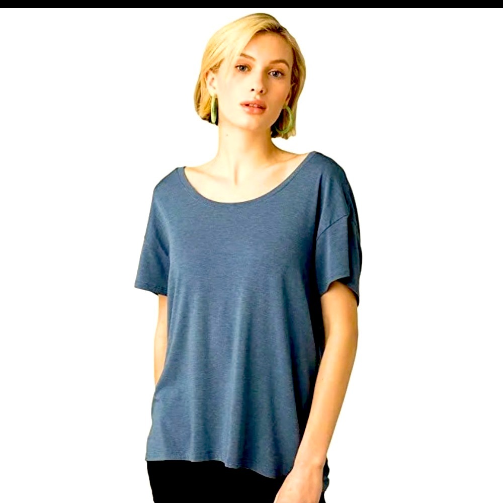 New with tags Prana SMALL blue Foundation slouch top shirt SS relaxed fit tee
